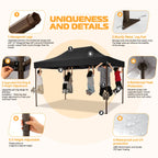 COBIZI 10x15 Pop Up Canopy Tent Heavy Duty with Sidewall, Commercial Outdoor Easy Pop Up Gazebo for Party Wedding All Weather Waterproof UV 50+ with Roller Bag(Leg Upgraded),Black - image 5