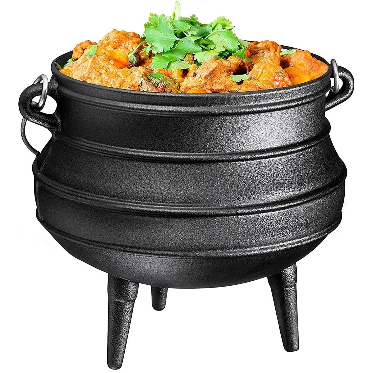 Bruntmor Pre - Seasoned Cast Iron Cauldron - Bruntmor African Potjie Pot with Lid - 3 Legs for Even Heat Distribution - Camping Dutch Oven Cookware for Over - the - Fire Cooking - 10 Quarts, X - Large - image 6