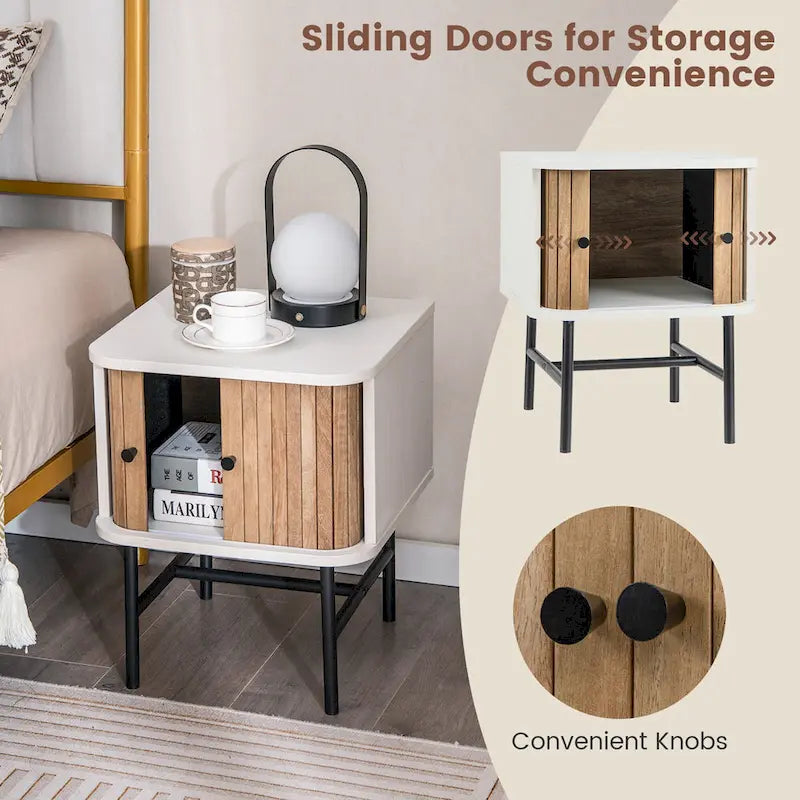 Gymax Set of 2 Compact Modern Nightstands with Sliding Drawer - image 10