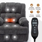Grey Oversized Chenille Power Lift Recliner with Massage, Heating, and Flat Lay Feature - image 7