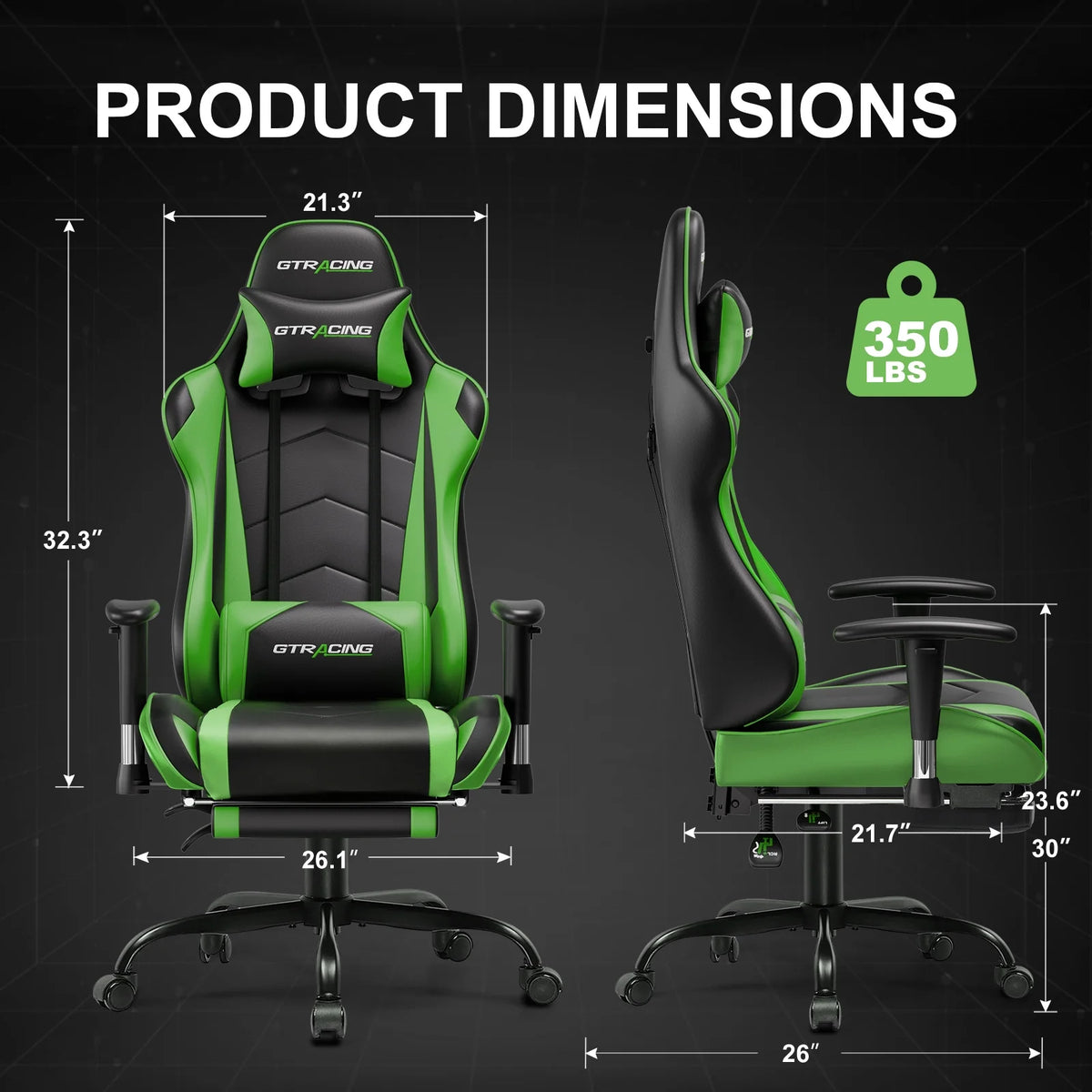 GTRACING Gaming Chair, Ergonomic Office Desk Chair with Lumbar Support, PU Leather, Footrest & Adjustable Headrest, Red - image 25