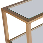 Jensen Gold Metal Console Table with Glass Shelves by SEI Furniture - Narrow Design - image 8