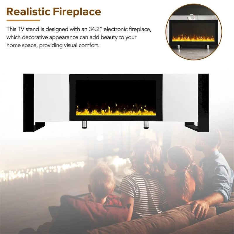 Contemporary TV Stand with Electric Fireplace - Fits TVs Up to 78 Inches - image 11
