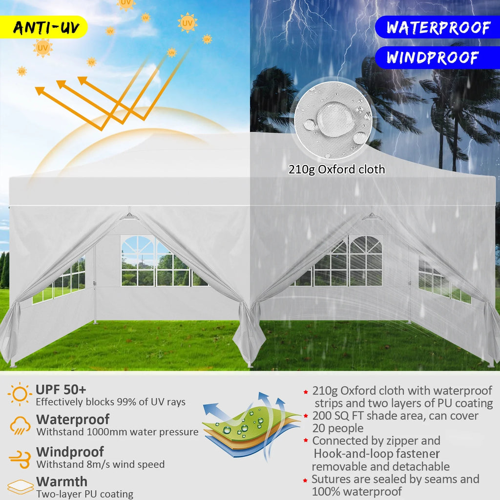 Hoteel 10x15 Heavy Duty Canopy Tent with 4 Sidewalls,Pop up Canopy for Parties Wedding,Commercial Easy up Gazebo with Roller Bag,UV 50+ &,Black - image 39