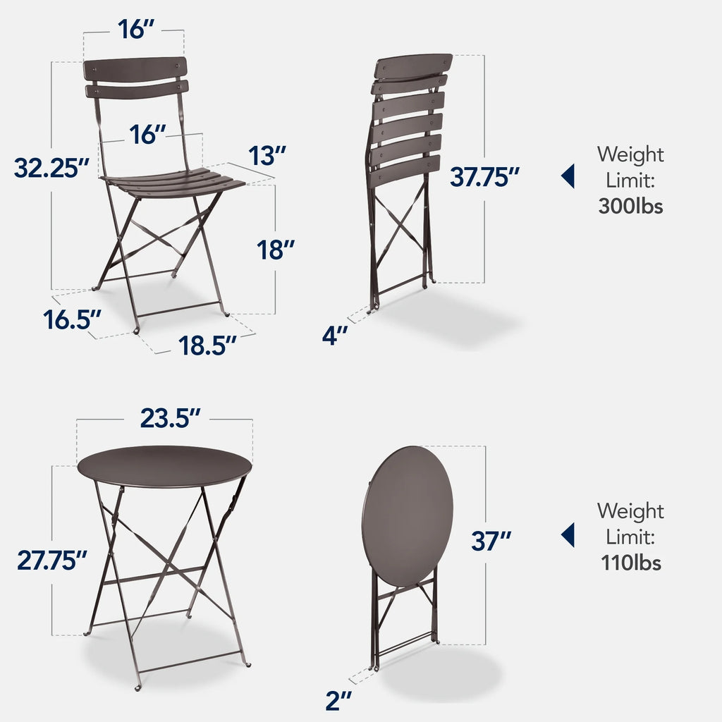 Best Choice Products 3-Piece Small Bistro Set, Folding Patio Furniture Set of 2 Chairs and Table - Black - image 70