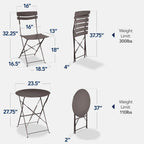 Best Choice Products 3-Piece Small Bistro Set, Folding Patio Furniture Set of 2 Chairs and Table - Black - image 70