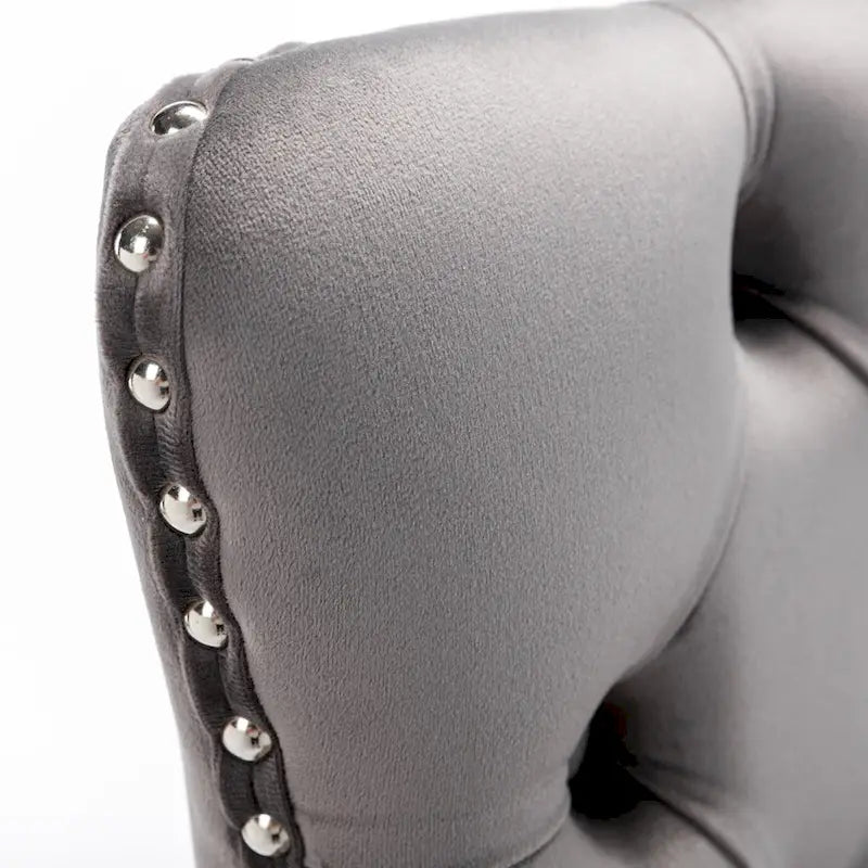 Contemporary Set of 2 Bar Stools with Button-Tufted Back and Studded Trim, Chrome Metal Base - Ideal for Dining Room, Living Room, and Bedroom - image 30