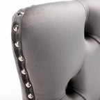 Contemporary Set of 2 Bar Stools with Button-Tufted Back and Studded Trim, Chrome Metal Base - Ideal for Dining Room, Living Room, and Bedroom - image 30