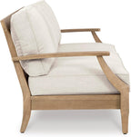 Signature Design by Ashley Clare View Coastal Outdoor Patio Eucalyptus Sofa with Cushions, Beige - image 73