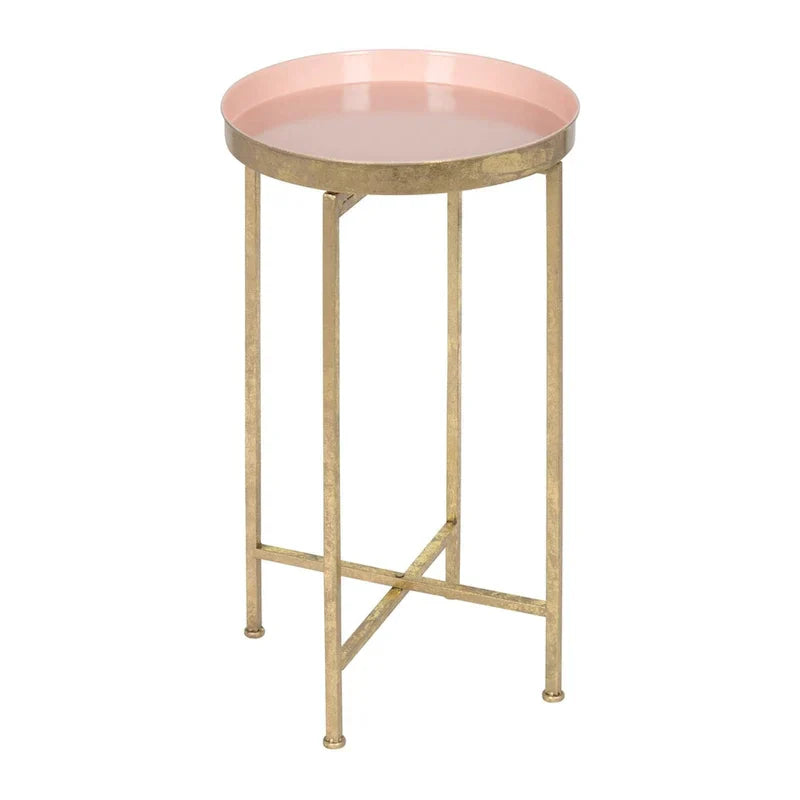 Kate and Laurel Celia Round Metal Folding Accent Table with Tray - image 2