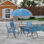 6 Pieces Outdoor Dining Set With Umbrella, Patio Table and 4 Folding Chairs With Umbrella, Garden Patio Furniture Set With Umbrellas, Tempered Glass Top Dining Table - image 11