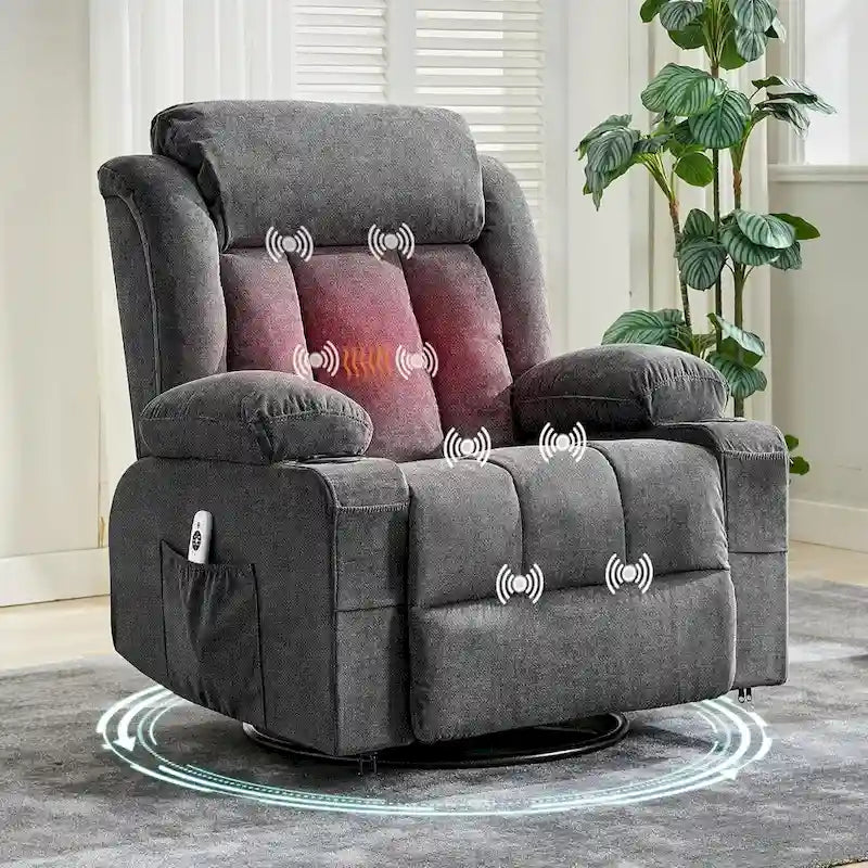 Recliner Chair, Rocking Chairs with Massage and Heat, Side Pockets and Cup Holder - image 1