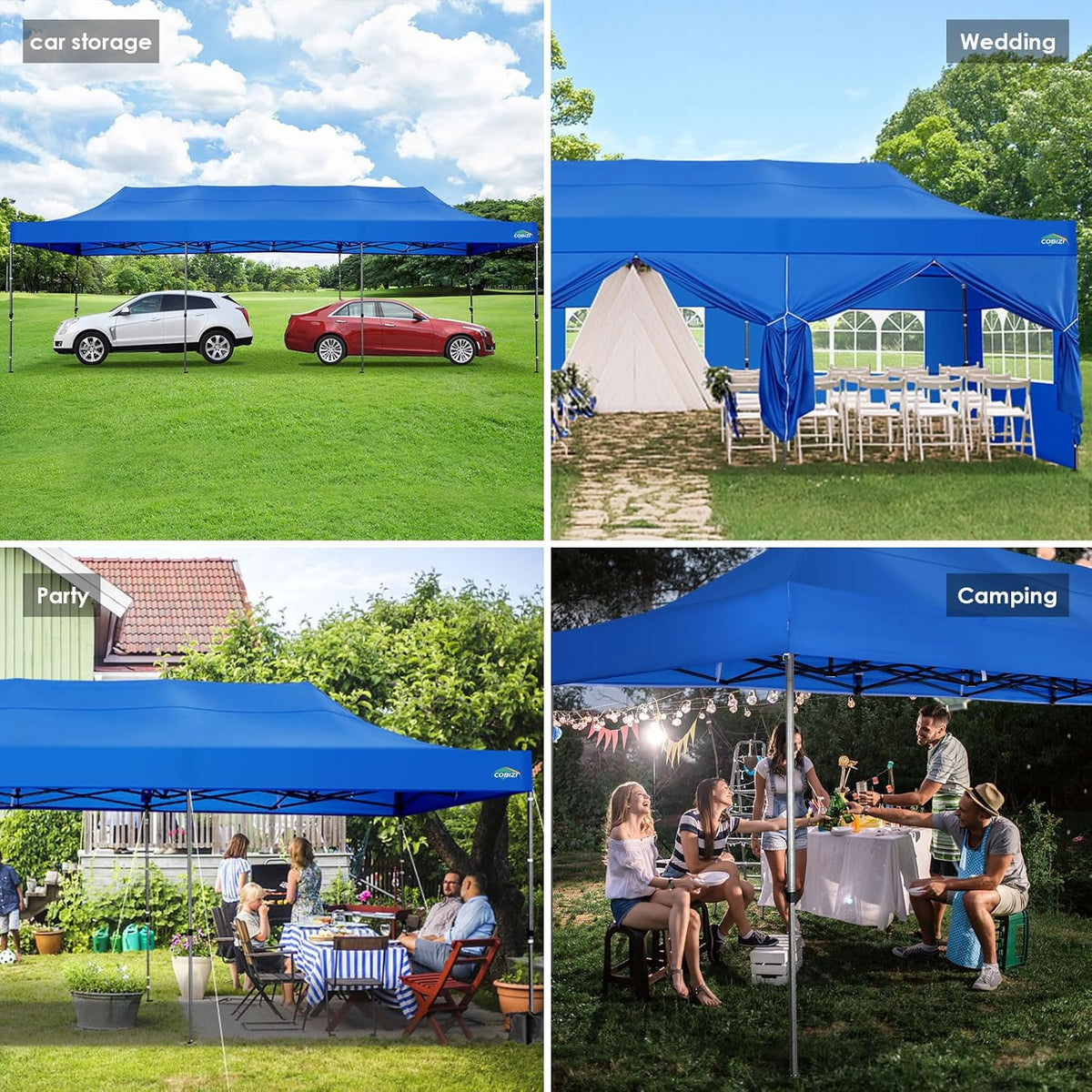 COBIZI 10x20 Heavy Duty Pop up Canopy Tent with 6 sidewalls Easy Up Commercial Outdoor Canopy Wedding Party Tents for Parties All Season Wind & Waterproof Gazebo with Roller Bag,Black(Frame Thickened) - image 95