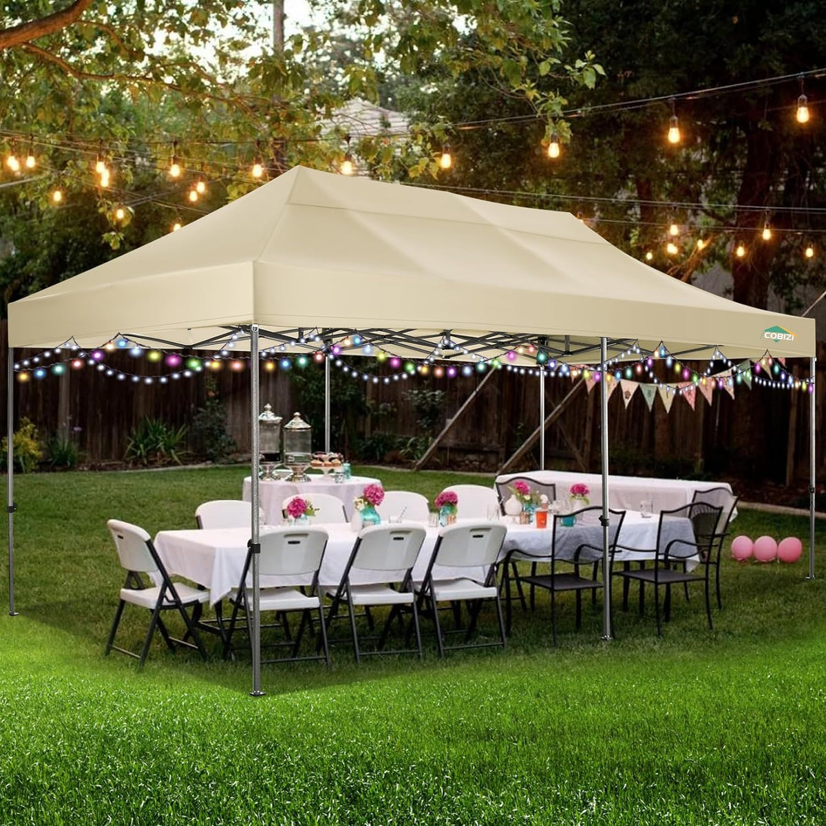 COBIZI 10x20 Heavy Duty Pop up Canopy Tent with 6 sidewalls Easy Up Commercial Outdoor Canopy Wedding Party Tents for Parties All Season Wind & Waterproof Gazebo with Roller Bag,Black(Frame Thickened) - image 224