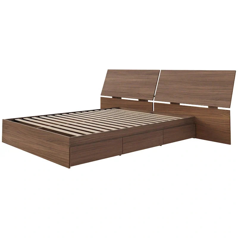 Walnut Nexera Storage Bed with Integrated Headboard - image 3