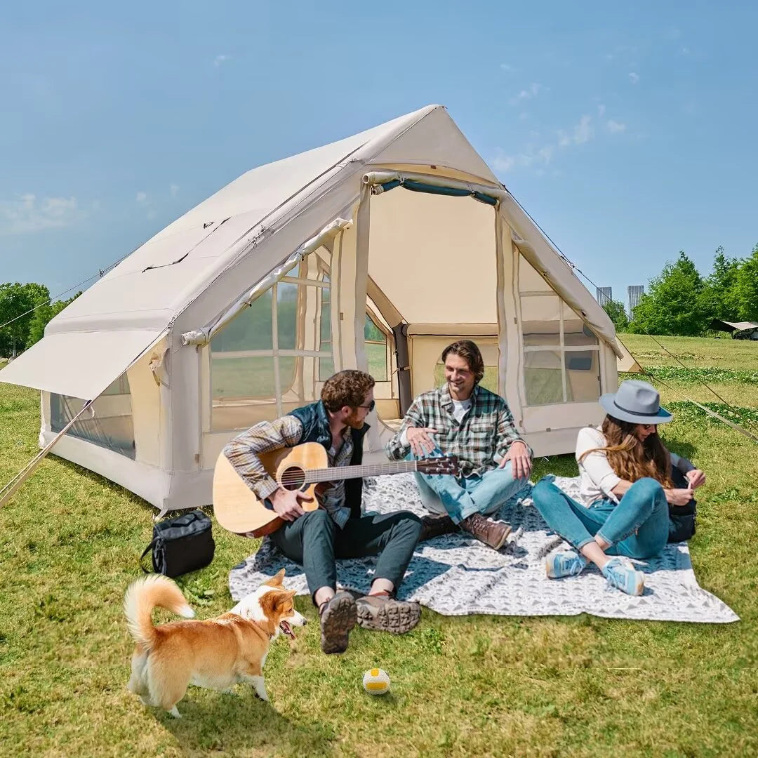 NAIZEA Tent for Camping with Pump - Air Glamping Tents, Easy Setup Blow up Tent, Waterproof Oxford Inflatable Tent, 4 - 6 Person Cabin Tent with Mesh & Chimney Window - image 5