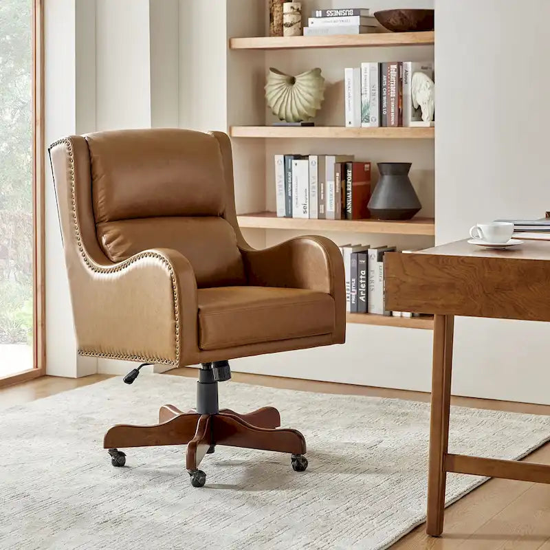 HULALA HOME Pete Adjustable Height Faux Leather Swivel Executive Chair with Tilt Mechanism - image 1