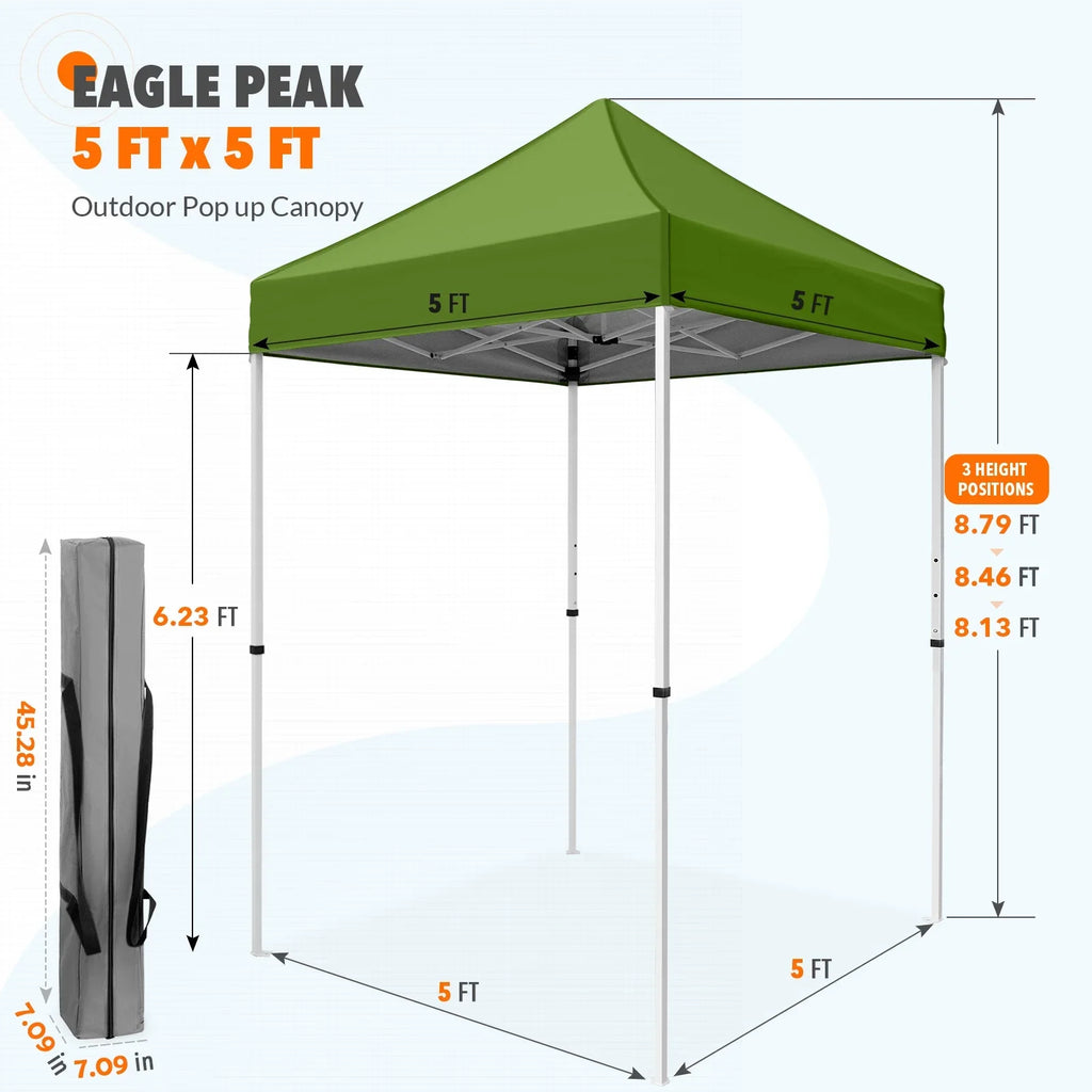 EAGLE PEAK 5x5 Pop up Canopy Tent Instant Outdoor Canopy Easy Set - up Straight Leg Folding Shelter（blue） - image 108