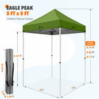 EAGLE PEAK 5x5 Pop up Canopy Tent Instant Outdoor Canopy Easy Set - up Straight Leg Folding Shelter（blue） - image 108