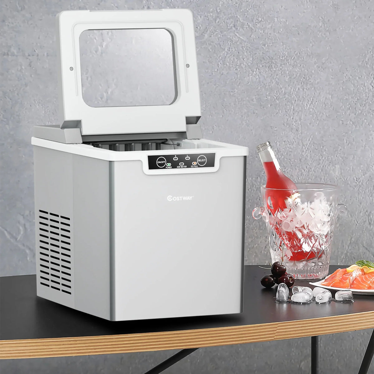 Costway Ice Maker Machine Countertop 26Lbs/24H Portable W/Scoop & Basket Silver - image 3