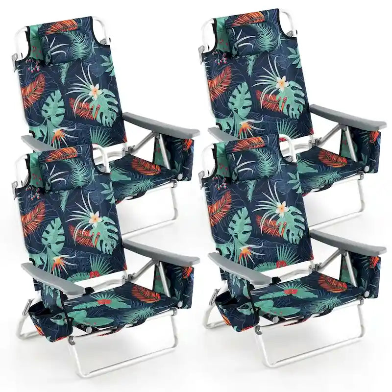 Costway 4-Pack Folding Backpack Beach Chair 5-Position Outdoor - See Details - image 8