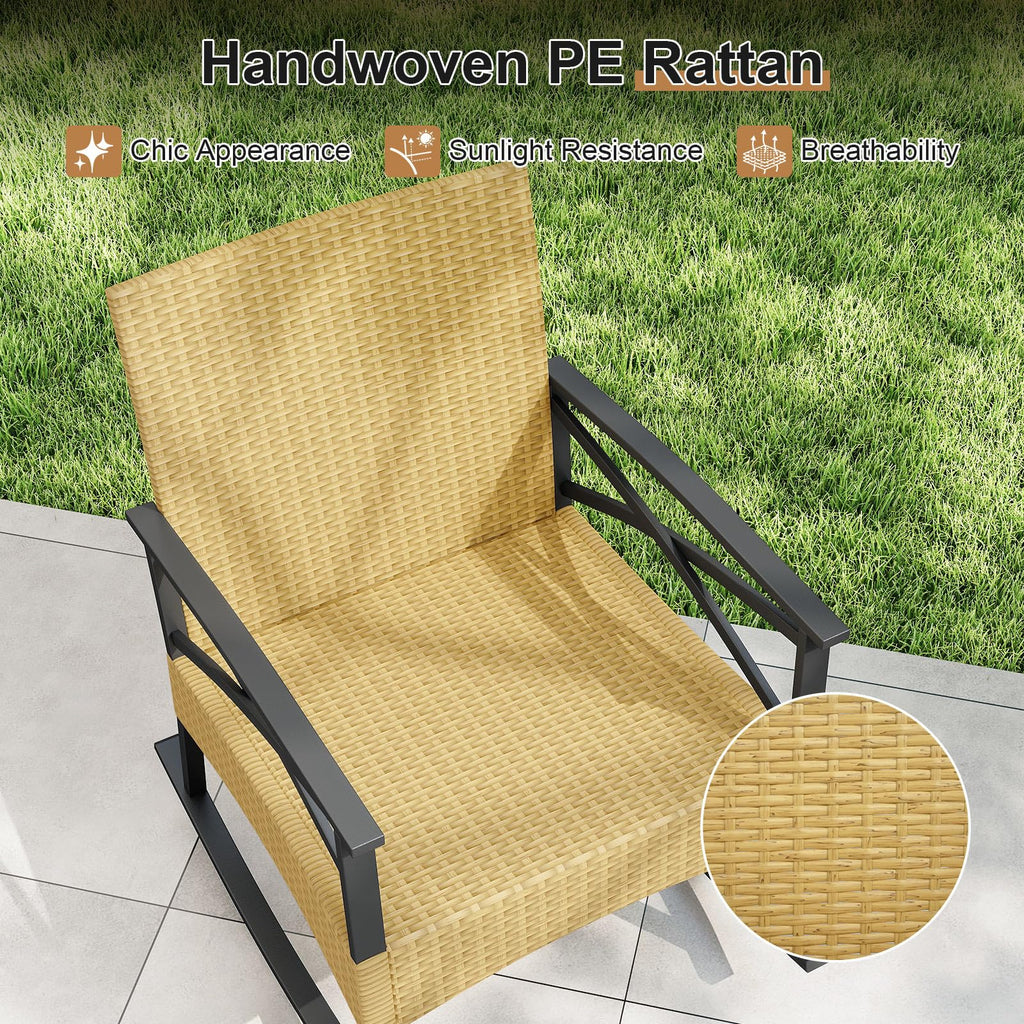 Tangkula 3 Pieces Outdoor Rocking Chairs Set for Garden - image 9