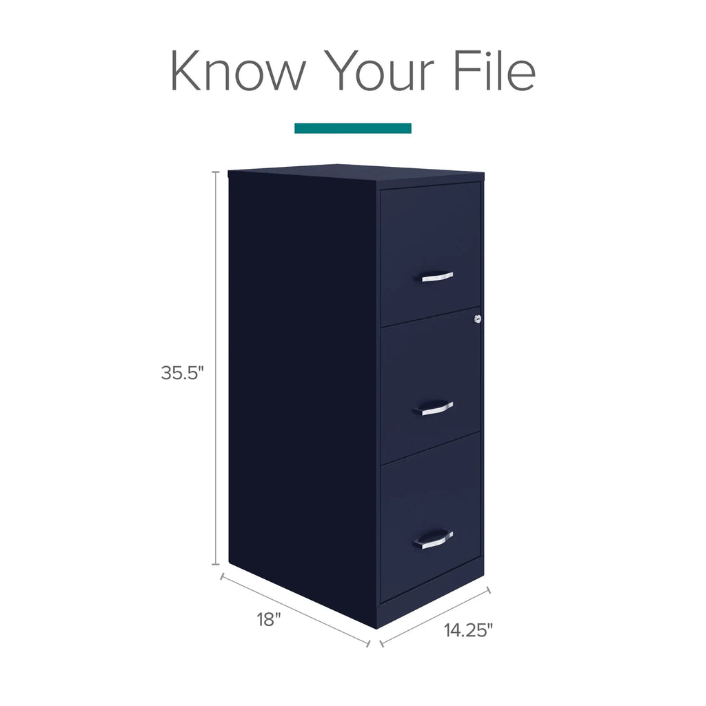 Space Solutions 18" Deep 3 Drawer Smart Letter Width Vertical File Cabinet, Navy - image 10
