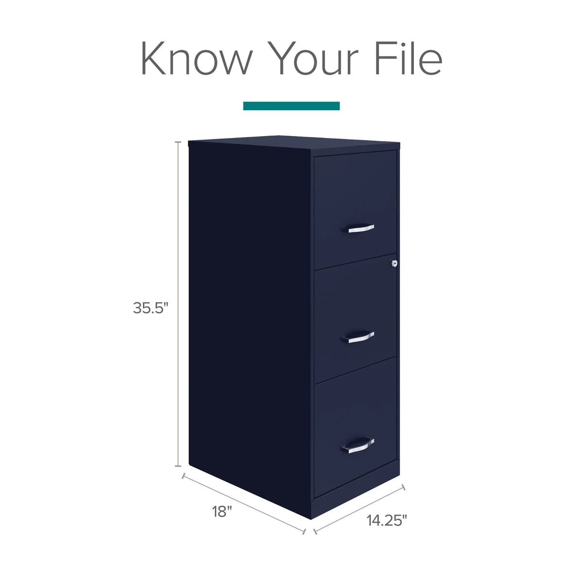 Space Solutions 18" Deep 3 Drawer Smart Letter Width Vertical File Cabinet, Navy - image 10