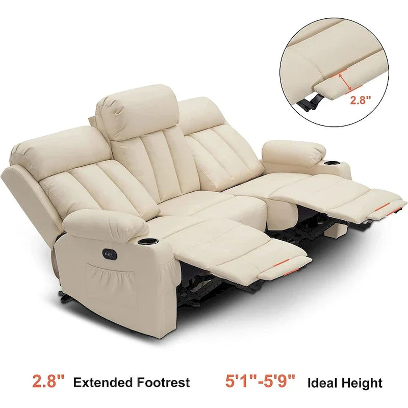 MCombo Faux Leather Electric Reclining Sofa with Heat and Massage - Models 6095/6075/6077 - image 31