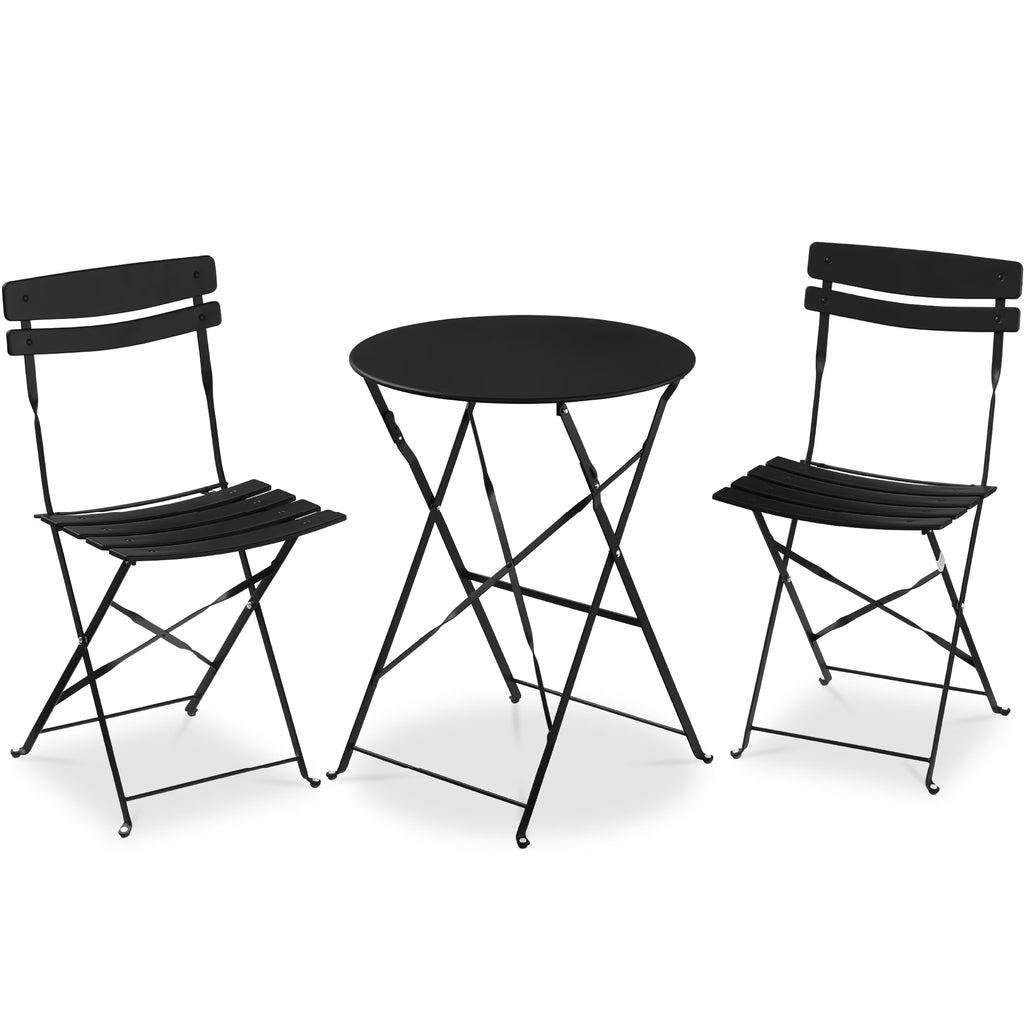 Best Choice Products 3-Piece Small Bistro Set, Folding Patio Furniture Set of 2 Chairs and Table - Black - image 1