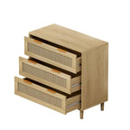 Oak Storage Cabinet with 3 Rattan Drawers - Dimensions: 31.5L x 15.55W x 30.12H - image 2
