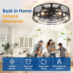 26 - Inch Farmhouse Caged Ceiling Fan with Light, Remote & APP Control Quiet DC Motor E26 Bulbs Included Black - image 2