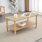 39-Inch Coffee Table with Two-Tier Design and Rubberwood Legs - image 1