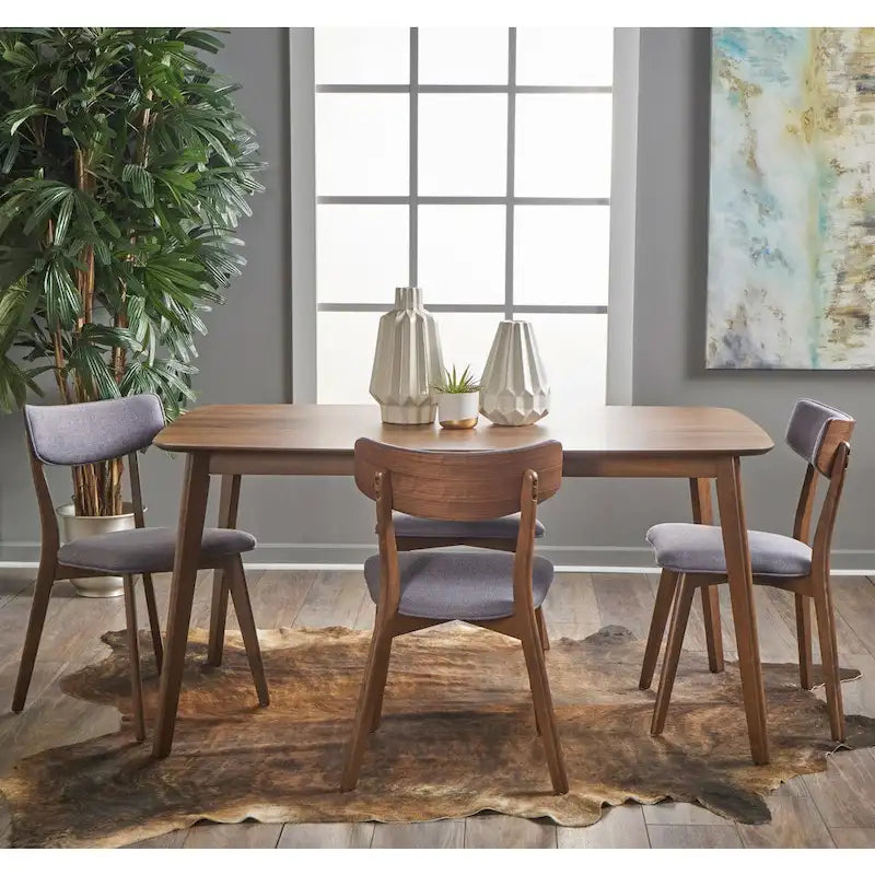 Christopher Knight Home Alma Mid-Century 5-Piece Wooden Rectangular Dining Set - image 3