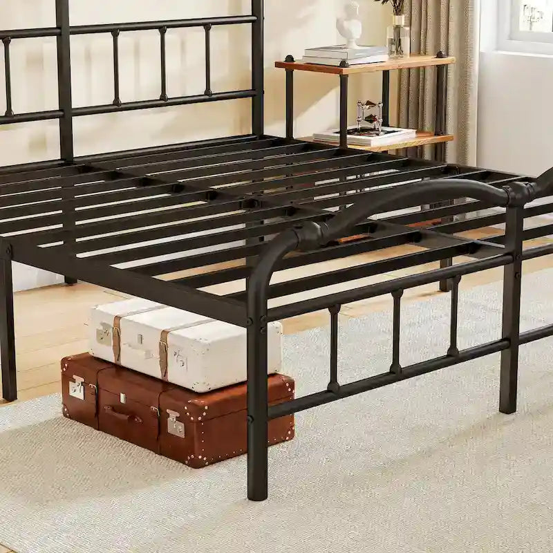 Sturdy 18-Inch High Steel Tube Iron Bed with Double Wave Headboard and Footboard - image 23