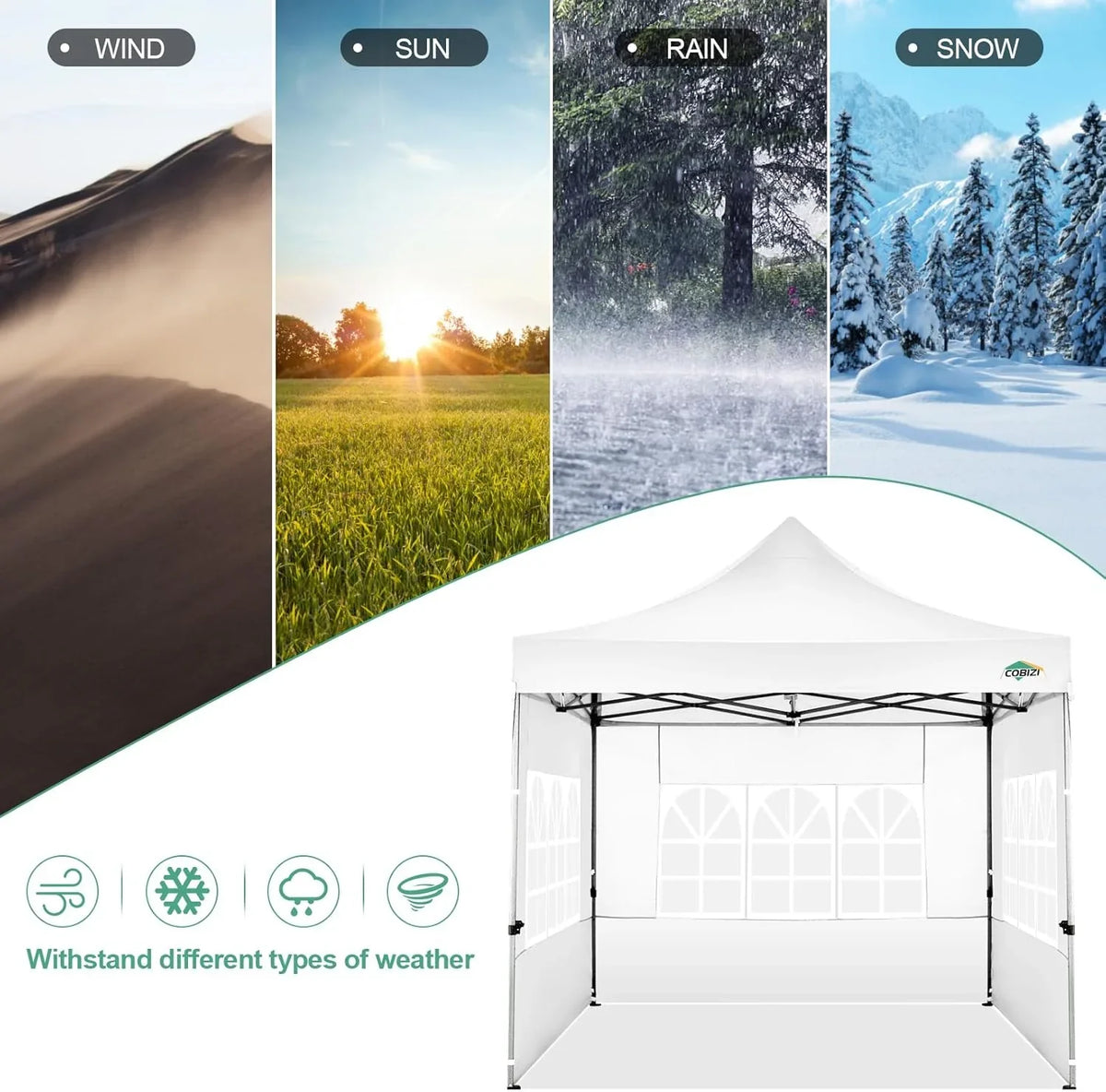 COBIZI 10x20 Heavy Duty Pop up Canopy Tent with 6 sidewalls Easy Up Commercial Outdoor Canopy Wedding Party Tents for Parties All Season Wind & Waterproof Gazebo with Roller Bag,Black(Frame Thickened) - image 122