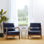 Glitzhome Set of 2 Mid-Century Modern PU Leather Accent Chairs - 30.75H with Cushions (25.75W x 33.75D) - image 6
