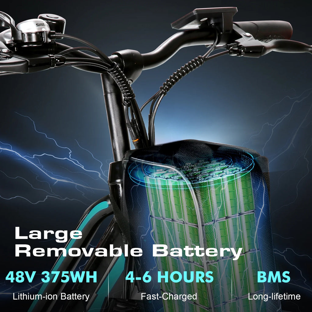 Vivi Electric Bike 26" City Commuter Electric Bike 48V 500W Step - Through Electric Bike 19.8MPH Electric Cruiser - image 6