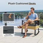 Tangkula 3 Pieces Outdoor Rocking Chairs Set for Garden - image 5
