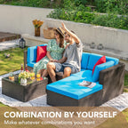 Devoko 5 Pieces Patio Furniture Sets All Weather Outdoor Sectional Patio Sofa Manual Weaving Wicker Rattan Patio Seating Sofas with Cushion and Glass Table(Beige) - image 38