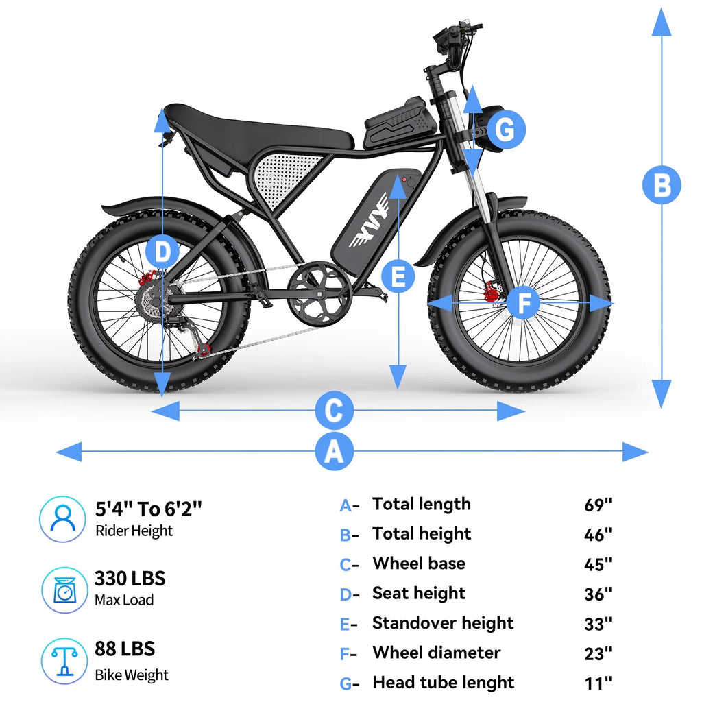 YVY 1500W Electric Bike for Adults, 33MPH 20'' Fat Tire Electric Motorcycle, 48V 20AH Removable Battery, 30 - 60 - image 10