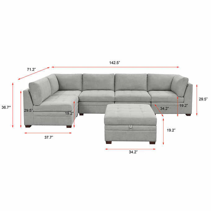 Thomasville Tisdale Fabric Sectional with Storage Ottoman - image 13