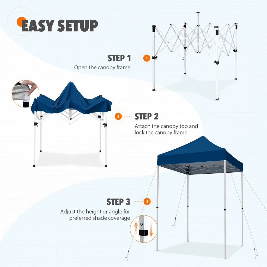 EAGLE PEAK 5x5 Pop up Canopy Tent Instant Outdoor Canopy Easy Set - up Straight Leg Folding Shelter（blue） - image 62