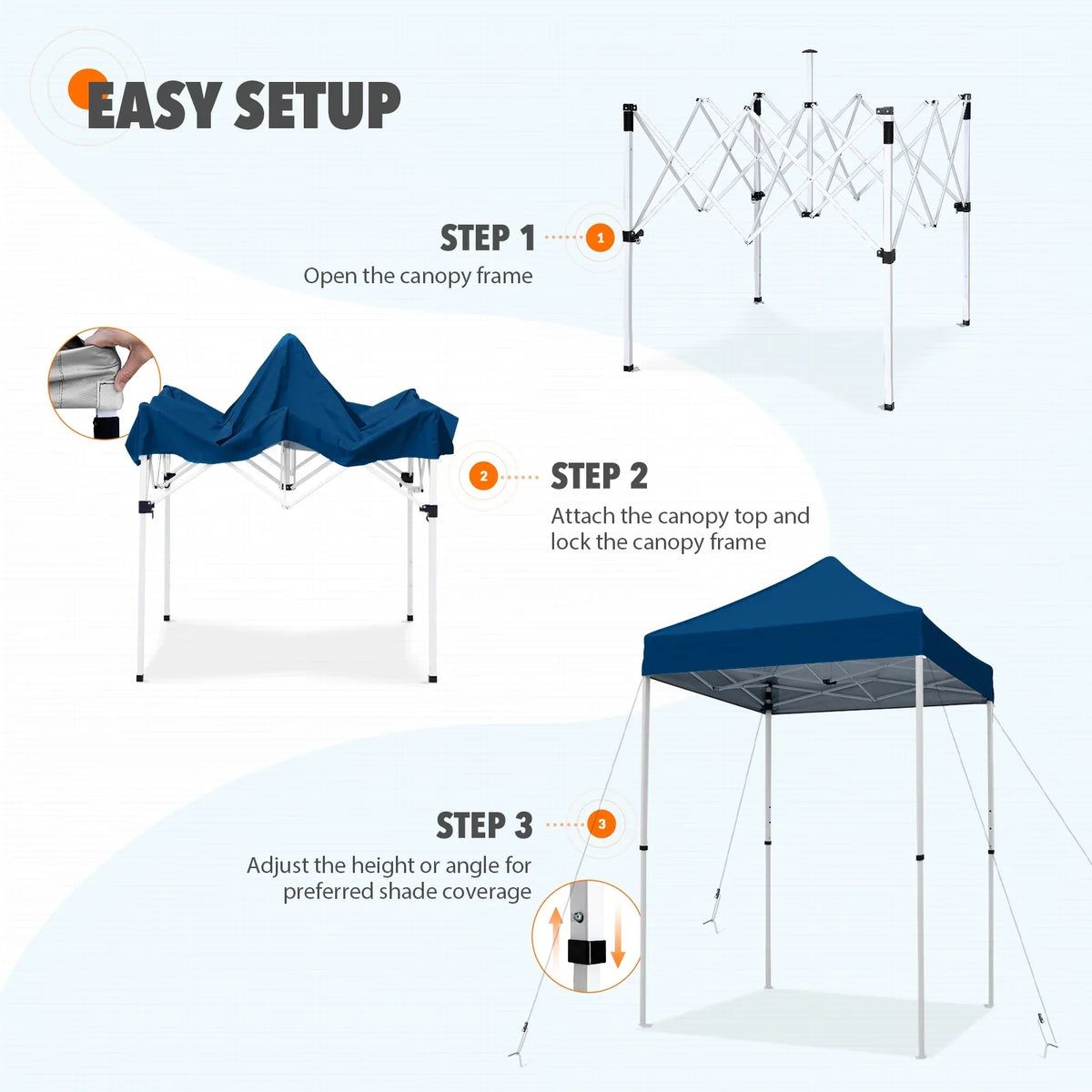 EAGLE PEAK 5x5 Pop up Canopy Tent Instant Outdoor Canopy Easy Set - up Straight Leg Folding Shelter（blue） - image 62