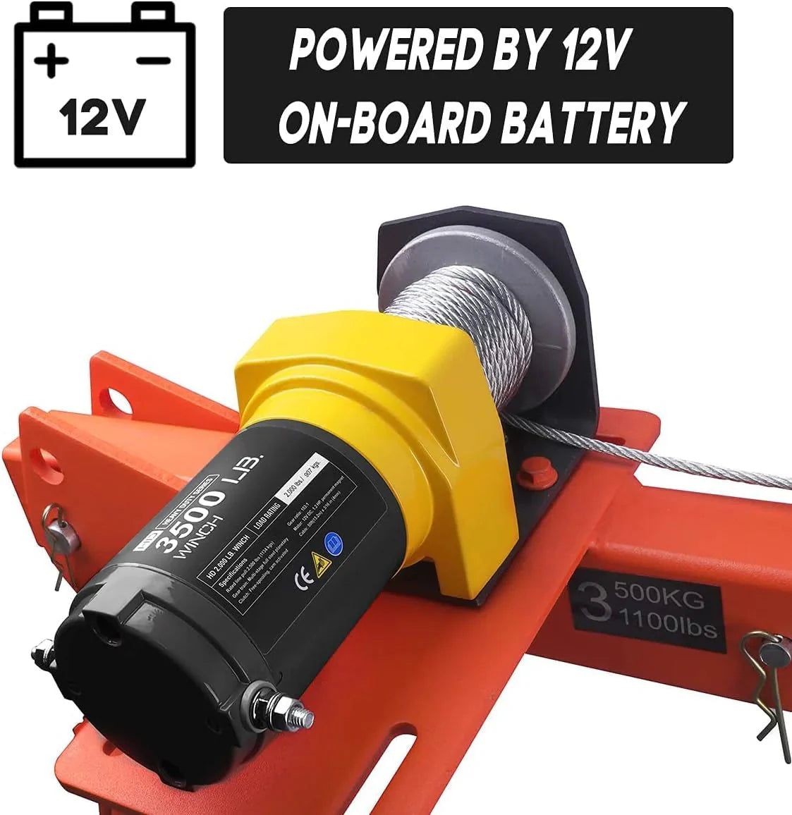 Pismire Winch Versatile 0.5T Folding Truck-Mounted Bed Crane Hoist Lift Pickup with Electric Winch 3500 lb 12V, Painted Steel 1100 lb Pickup 360 Swivel Base - image 4