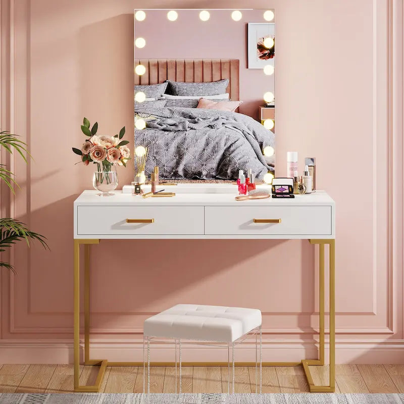 Modern Computer Desk with 2 Drawers - Stylish Study Writing Table with Storage for Home Office - image 29