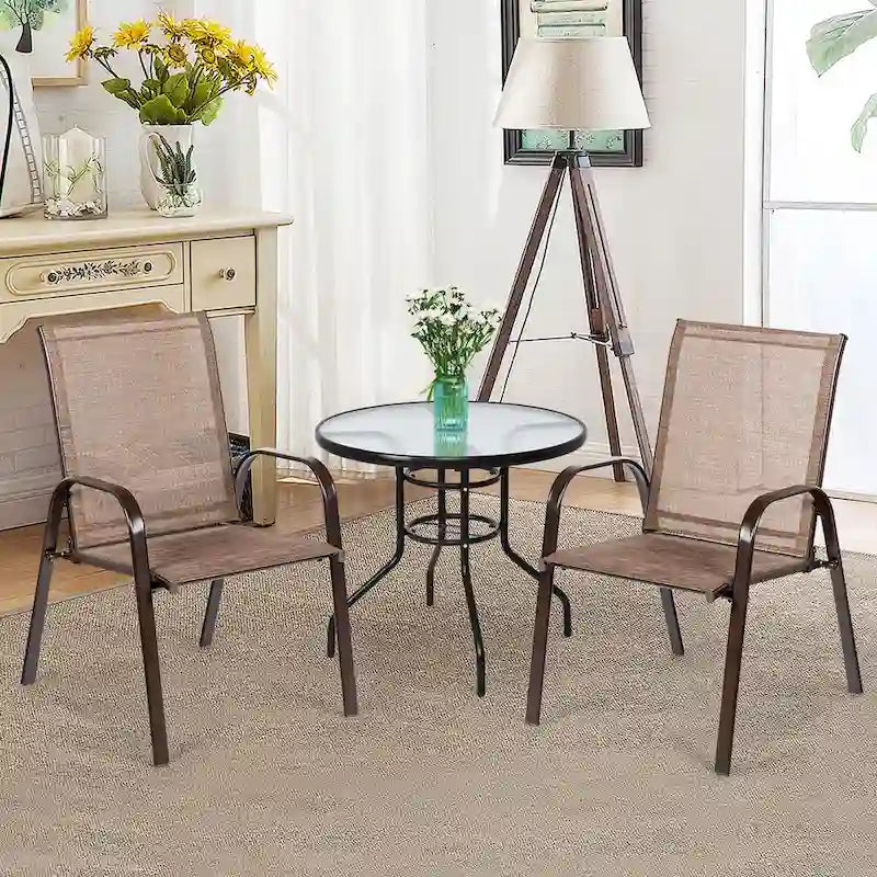 Costway Set of 4 Patio Chairs with Armrests for Garden and Deck - View Details - image 11