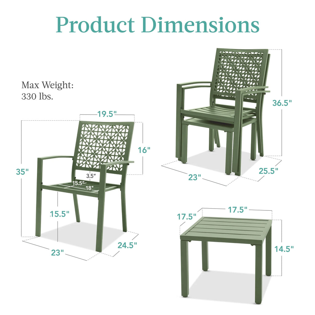 Best Choice Products 3-Piece Stackable Steel Outdoor Conversation Bistro Set, Patio Chat Furniture w/ 2 Chairs, Table- Black - image 50