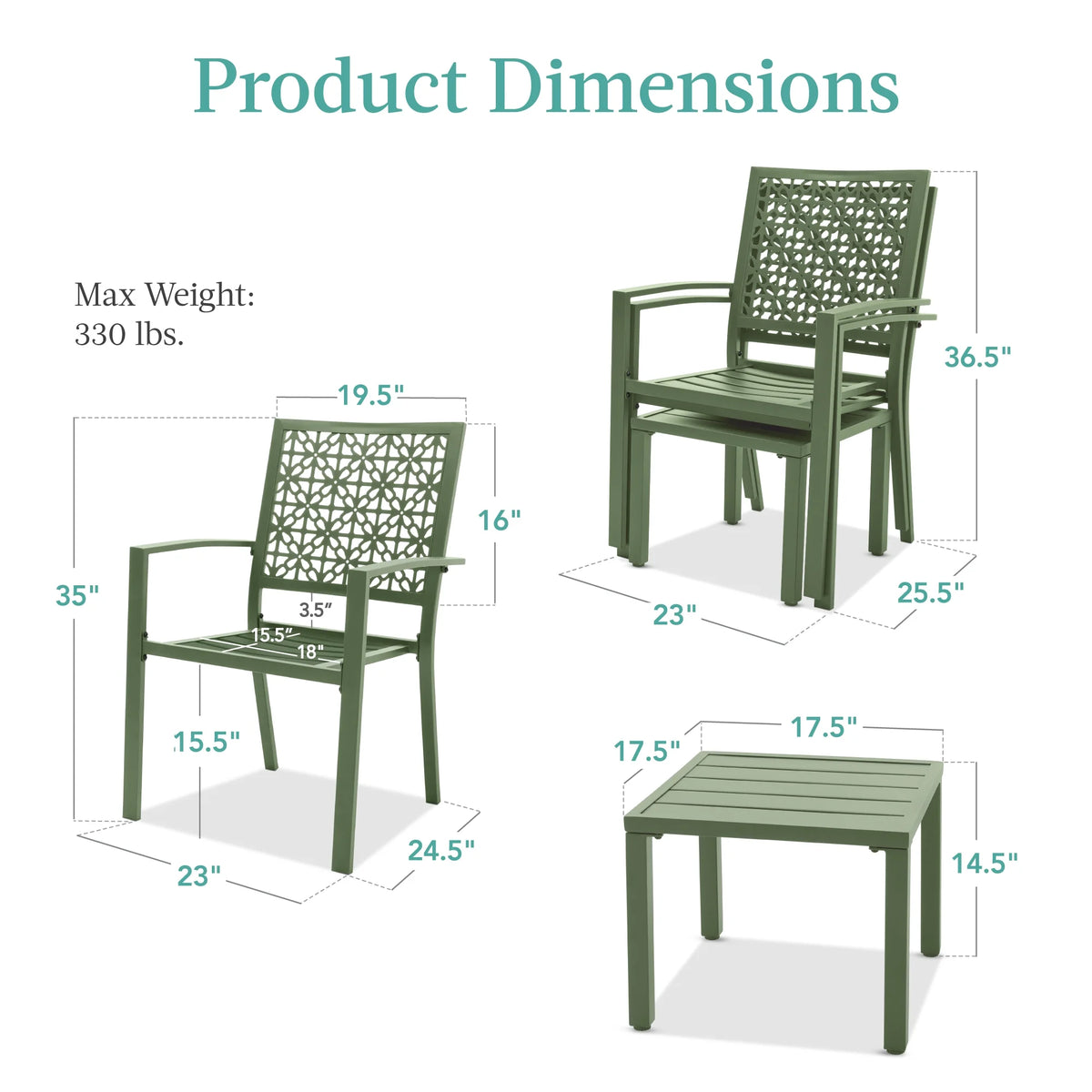 Best Choice Products 3-Piece Stackable Steel Outdoor Conversation Bistro Set, Patio Chat Furniture w/ 2 Chairs, Table- Black - image 50