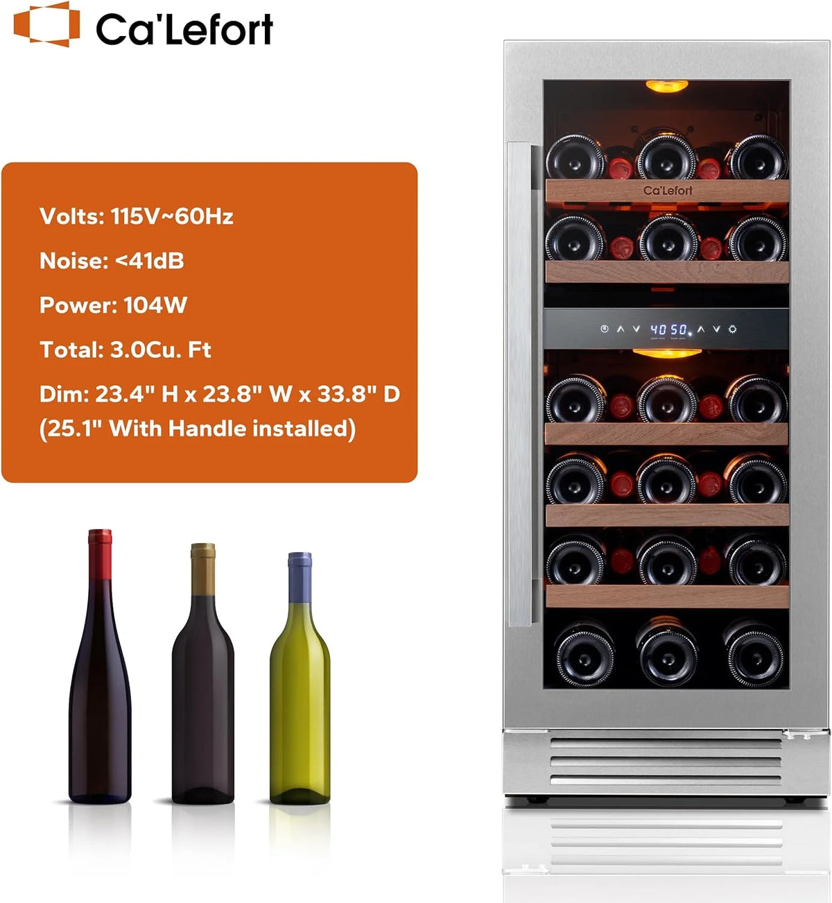 24'' Wine Cooler Refrigerator - 46 Bottle Wine Fridge Dual Zone with Modern Touch Intelligent Digital 40°-65°F Low Noise, Built in or Freestanding Wine Cooler for Home and Kitchen - image 44